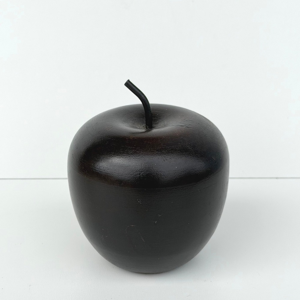 Vintage Wooden Apple Dark Red Cottagecore Farmhouse Teacher Shelf Decor Folk Art
